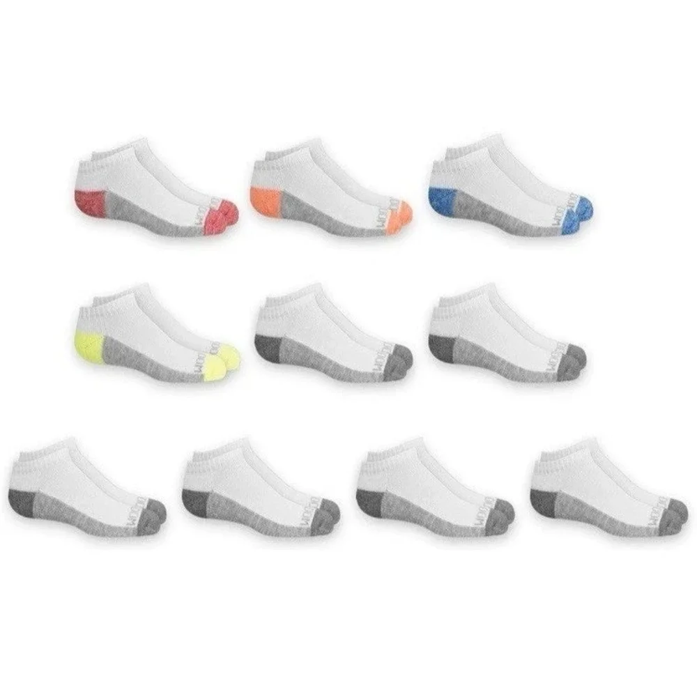 Fruit of the Loom No Show Socks Boys Medium Multicolor New 10 Pack C322